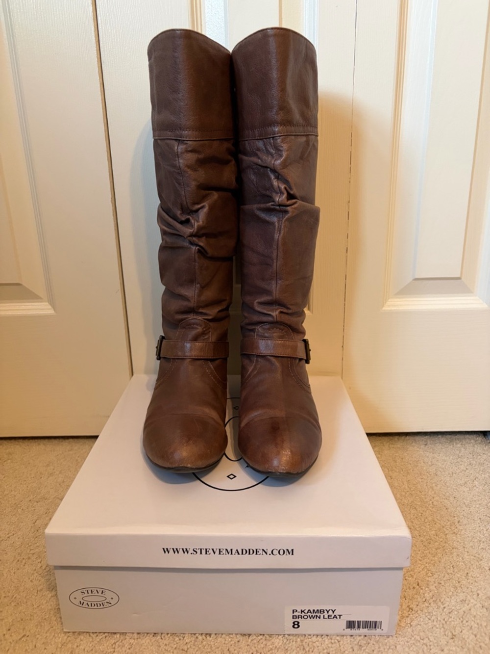 Steve Madden P-Kambyy Brown Leather Boots